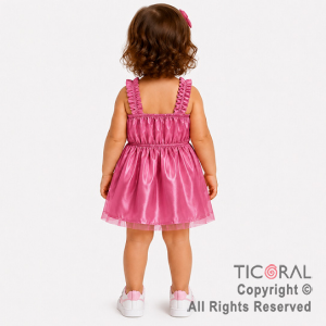 DISFRAZ PRINCESA CORTO CON BRETEL FRUNCIDO ROSA TALLE 0